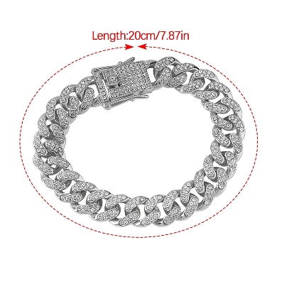 Picture of Trendsetter -Upscale Living -New style Men Cuban Link Chain Bracelet Shiny Rhinestone Inlaid Bangle Jewelry- Inventive Choice