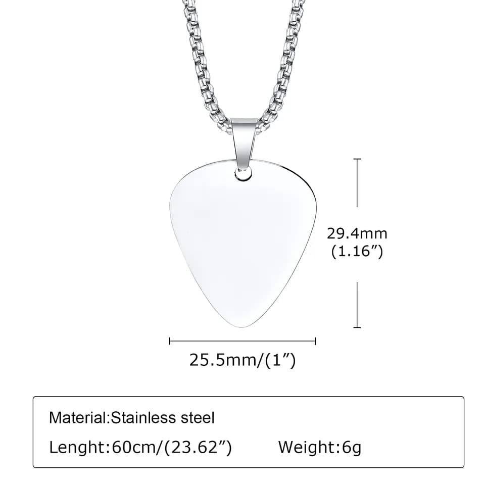 Picture of Silver  Guitar Stainless Steel Blanks Chain  Pendants-Silver