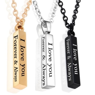 Picture of Black  Stainless Steel Necklace I Love You Wish Pendant Chain For Men