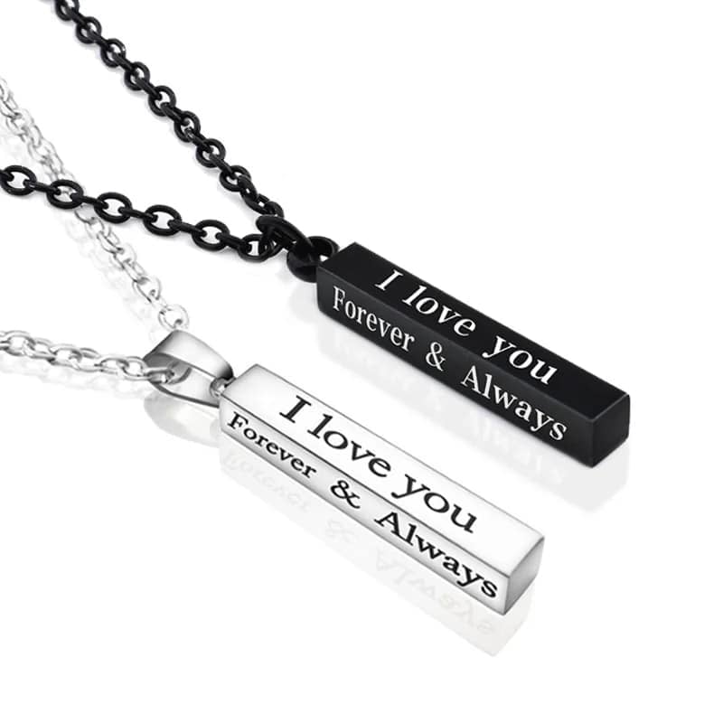 Picture of Silver Color I Love You Forever & Always Letter Charm Necklace Lettering Wishing Pendant For Men Gift For Men/Boys
