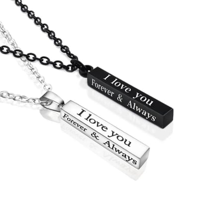 Picture of Silver Color I Love You Forever & Always Letter Charm Necklace Lettering Wishing Pendant For Men Gift For Men/Boys