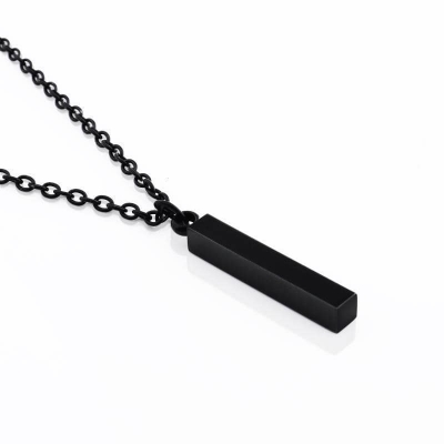 Picture of Silver Black Color I Love You Forever & Always Letter Charm Necklace Lettering Wishing Pendant For Men Gift For Men/Boys
