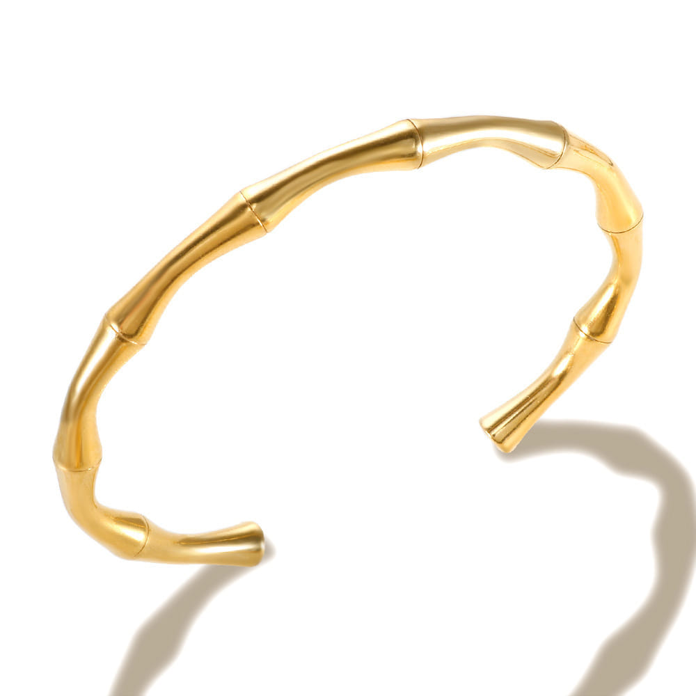 Picture of Simple Stainless Steel Golden Color Bamboo Joint Bracelet for Women Men Romantic Party Gift Fashion Jewelry