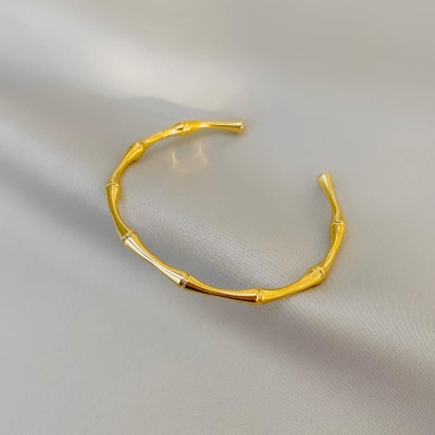 Picture of Simple Stainless Steel Golden Color Bamboo Joint Bracelet for Women Men Romantic Party Gift Fashion Jewelry