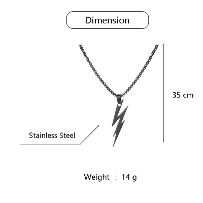 Picture of Black  Stainless Steel  Lightning Bolts Necklace Chain For Men