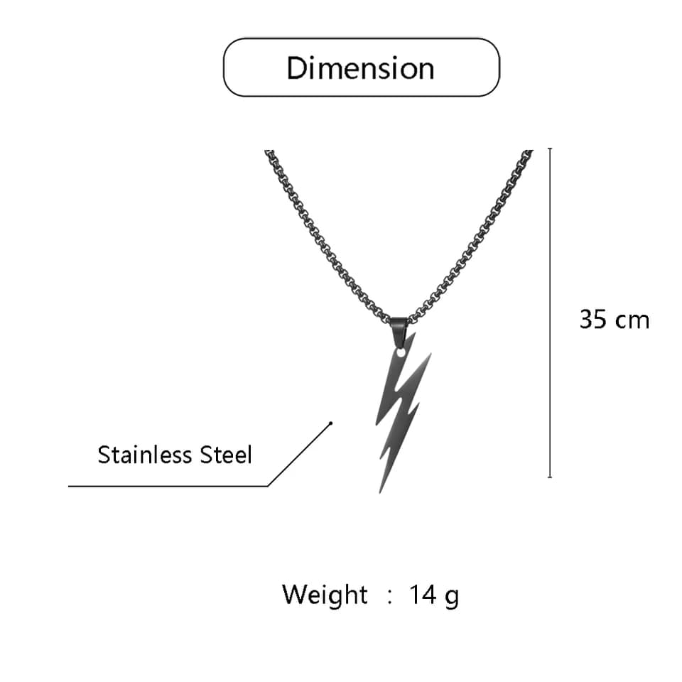 Picture of New Black  Stainless Steel  Lightning Bolts Necklace Chain For Men