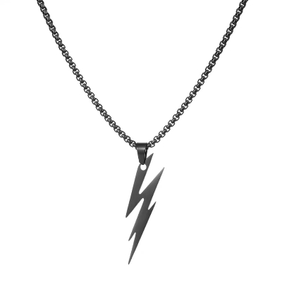 Picture of New Black  Stainless Steel  Lightning Bolts Necklace Chain For Men