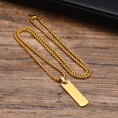 Picture of Golden Stainless Steel Trendy Fashion Necklace For Men