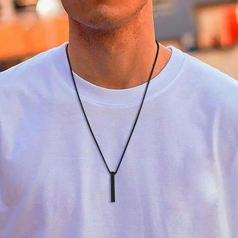 Picture of Black Stainless Steel Trendy Fashion Necklace For Men