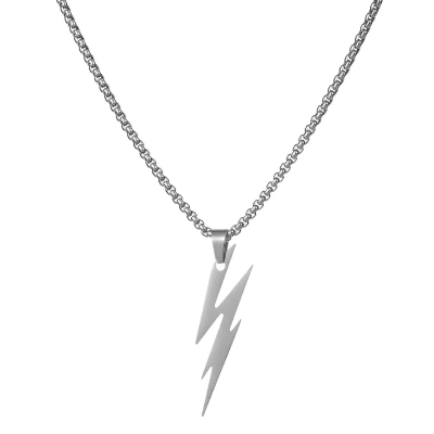 Picture of Black  Stainless Steel  Lightning Bolts Necklace Chain For Men