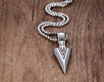 Picture of Silver Stainless Steel Arrow Rocking Pendant for Men