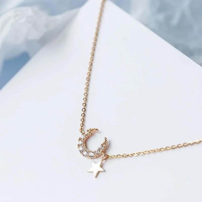 Picture of Sterling Silver CZ Moon Star Bracelet for Women