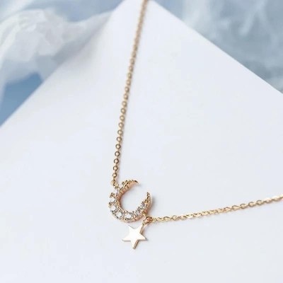 Picture of Sterling Silver CZ Moon Star Bracelet for Women