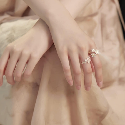 Picture of Korean Style Daisy Flower Rings For Women Sweet Cute Finger Ring Proposal Wedding Fine Jewelry Gift -Ring For Girls