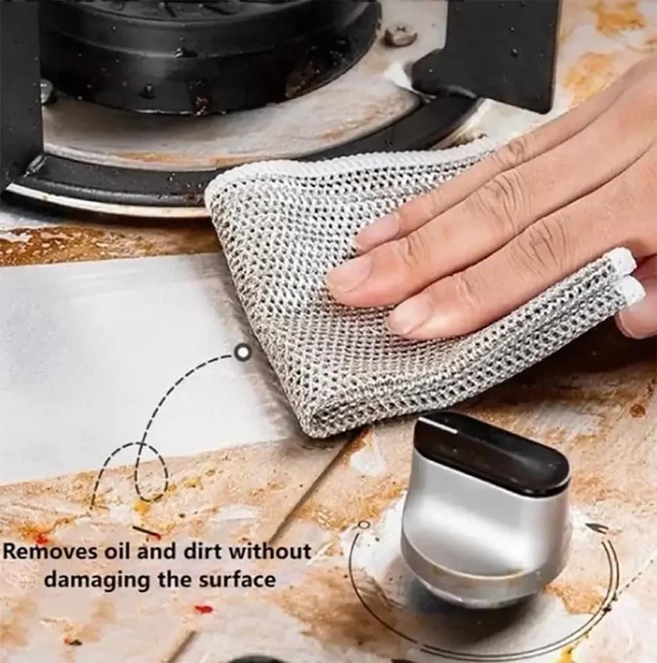 Picture of Rust Removal Cleaning Cloth Kitchen Magic Dishwashing Towel Metal Steel Wire Cleaning Rag Microwave Stove Clean Tools Dish Cloth