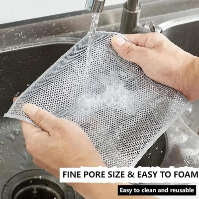 Picture of Rust Removal Cleaning Cloth Kitchen Magic Dishwashing Towel Metal Steel Wire Cleaning Rag Microwave Stove Clean Tools Dish Cloth
