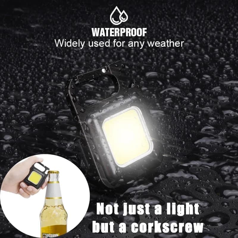 Picture of Keychain Light - Rechargeable Flashlights, 4 Modes Mini Flashlight Keychain with Folding Bracket Bottle Opener and Magnetic Base for Emergency and Outdoor Use
