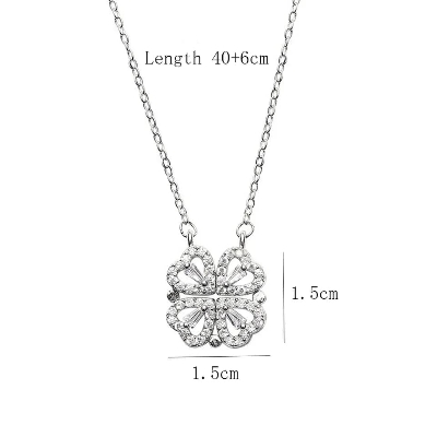 Picture of New Design Women Heart Clover Magnetic Pendant Necklace Dainty Girl Heart Necklace Cute Jewelry Gift for Women & Girls