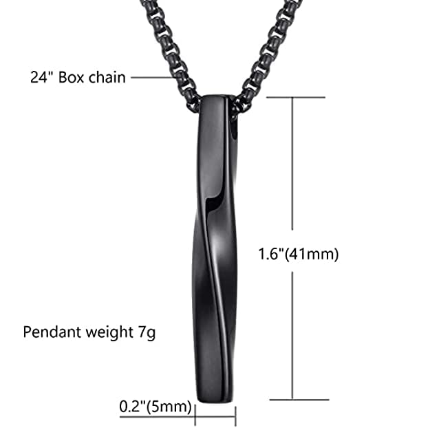 Picture of Steel Vertical Bar Pendant Necklaces For Men - Black