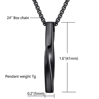 Picture of Steel Vertical Bar Pendant Necklaces For Men - Black