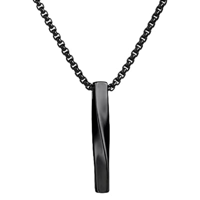 Picture of Steel Vertical Bar Pendant Necklaces For Men - Black