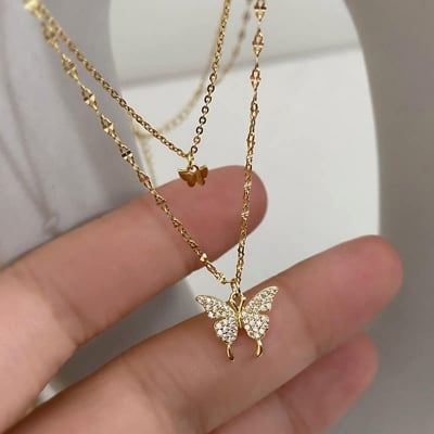 Picture of Fashionable Chain Double Layer Butterfly Necklaces for women New Collection