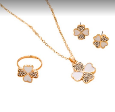 Picture of Women's Jewellery Set Four Leaf Clover Jewellery Set Luxury Necklace Ring Earring Set For Women
