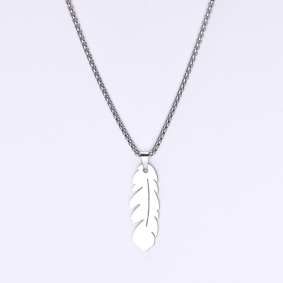 Picture of Men Stainless Steel Silver Color Leaf Chain For Men
