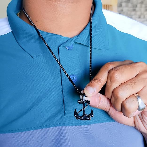Picture of Stainless Steel Black Metal Chain For Men