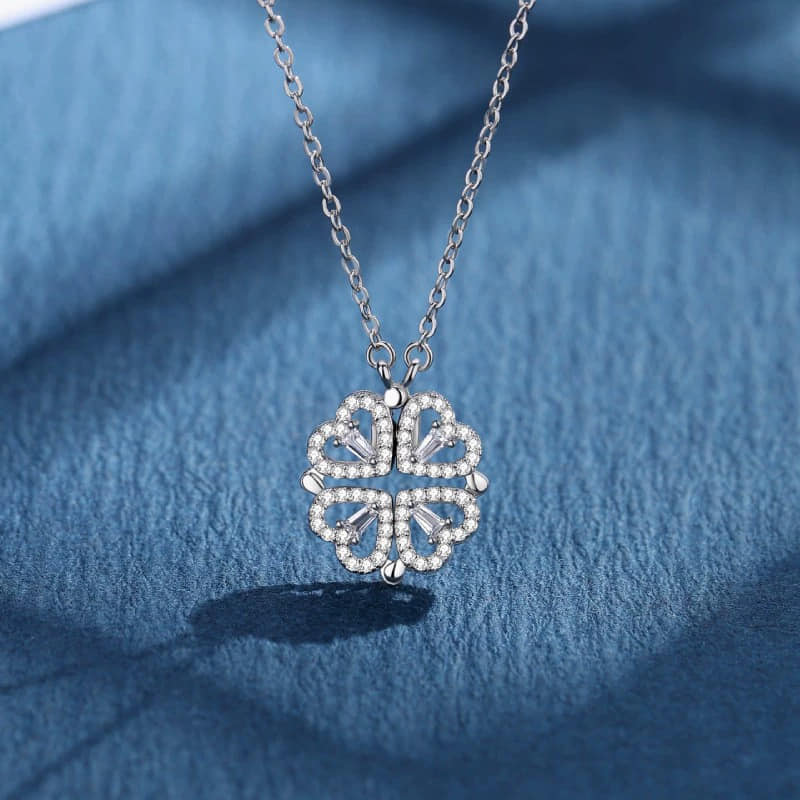 Picture of 4 in 1 Magnetic Love Pendant Necklace for Women Heart Shape Clover Necklace for Women & Girls