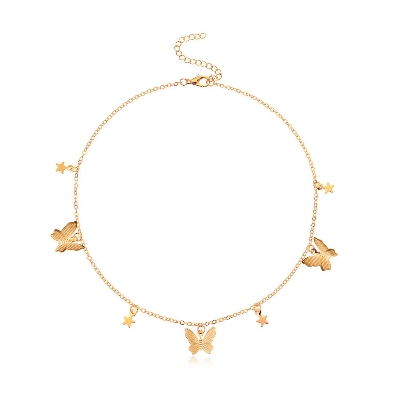Picture of Butterfly Necklace For Women Lady Fashion Chain Choker Sparkling Classic Girl Necklace For Women