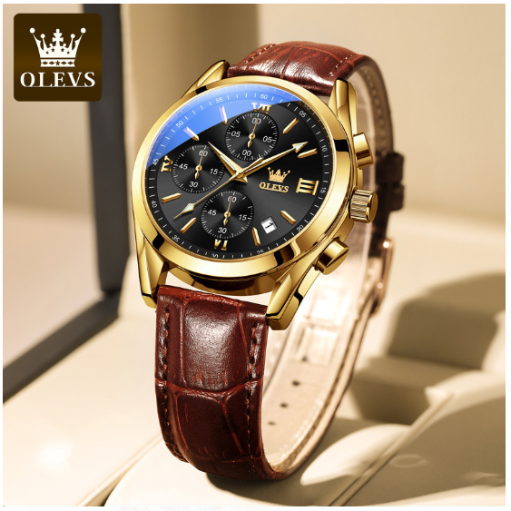 Picture of OLEVS leather quartz fashion watch for men