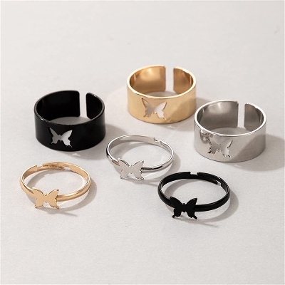 Picture of Butterfly King and Queen Couple Ring Set