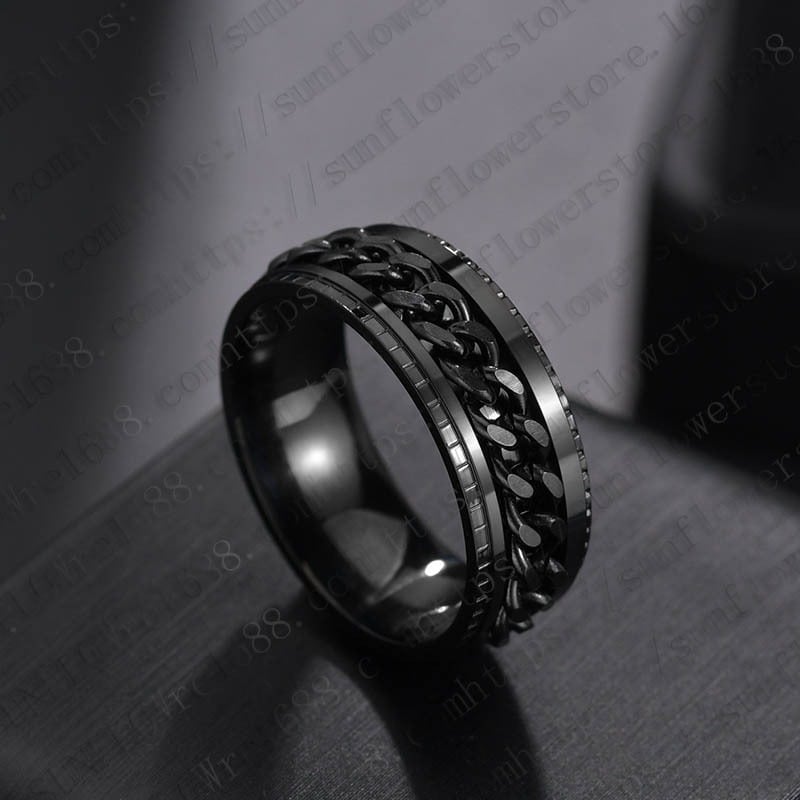 Picture of Stainless Steel Chain Rotation Decompression Ring Men Rings