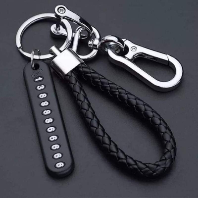 Picture of Pendant keychain Phone Number Bicycle Car Auto Motor Cycle Key Ring Anti-Lost Number Plate Mobile Number Gift for Husband ( 0.02 )