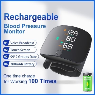 Picture of Portable BP Machine Meter Smart Sphygmomanometer Wrist Type One Touch Digital Blood Pressure monitor