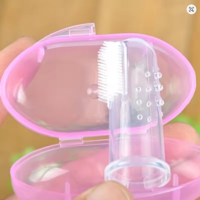 Picture of Baby Finger Toothbrush Children'S Teeth Cleaning Silicone Toothbrush Rubber Cleaning Kids Toothbrush with Box