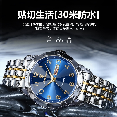 Picture of Luxury Poedagar Green Sunray Dial Watch with Day and Date Display