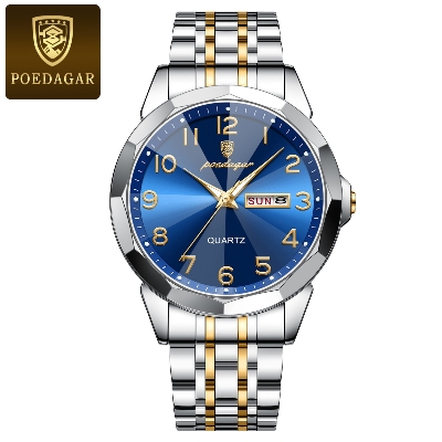 Picture of Luxury Poedagar Green Sunray Dial Watch with Day and Date Display