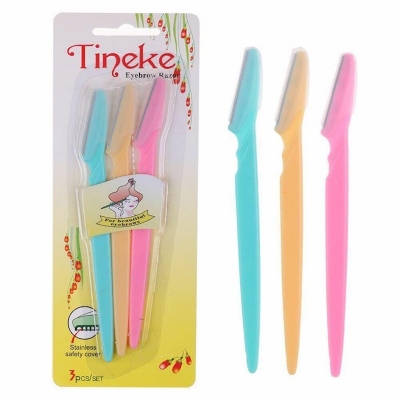 Picture of 3pcs Colorful Eyebrow Trimmer Face Hair Razors Women Eyebrow Shaver Hair Removal Makeup Tools