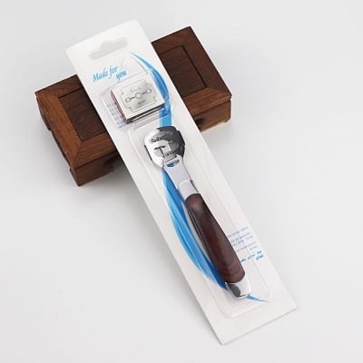 Picture of Wooden Style Stainless Steel Foot Exfoliating Scrubber Heel With 10 Blade By KAFELA