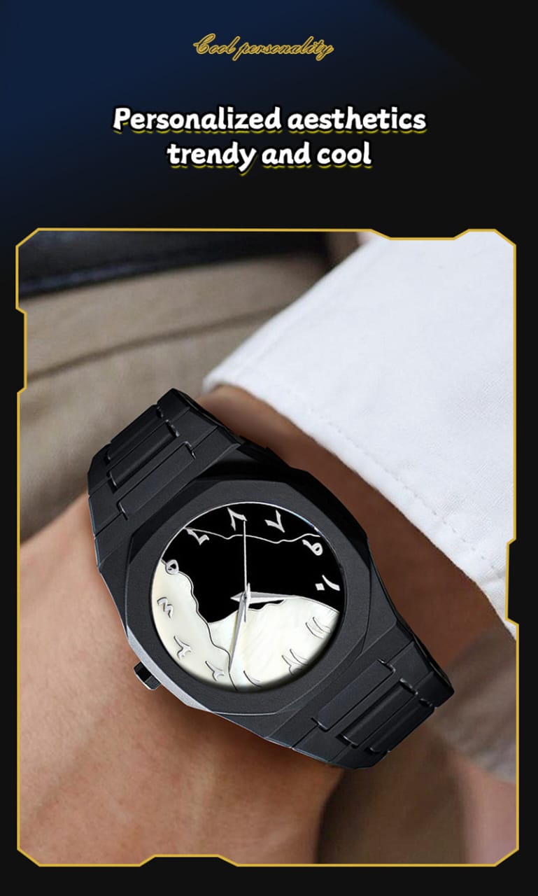 Picture of Custom Arabic Dial Casual Ultra Thin Black Fashion Wrist  Luxury Mens Quartz Watch