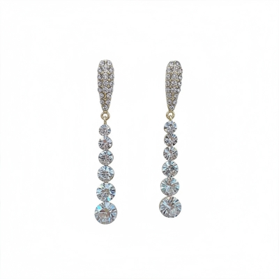 Picture of Korean Gold-Plated Water Drop Long Korean Earrings Party & Wedding Wear For Women & Girls Earring Set ( Gold )