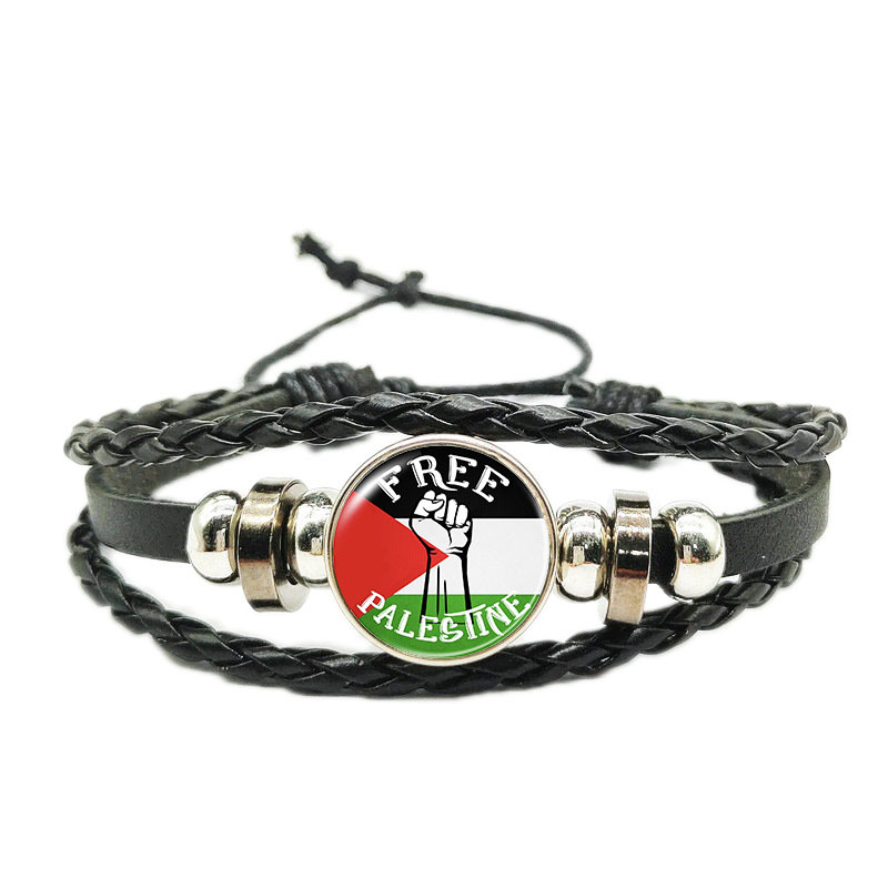 Picture of Adjustable Palestine Flag Leather Bracelets Palestine Wrap Bracelets