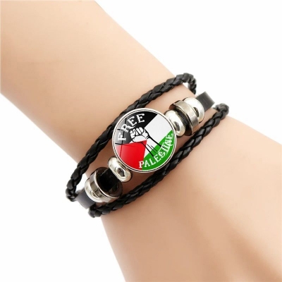 Picture of Adjustable Palestine Flag Leather Bracelets Palestine Wrap Bracelets