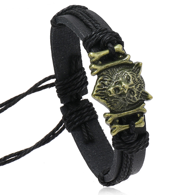 Picture of Wolf Bracelet for Men, Punk Wolf Head Bracelet for Boys, Adjustable
