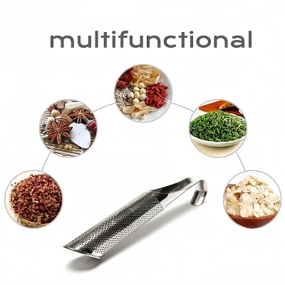 Picture of Portable Home Tea Accessories Filter Stainless Steel Tea Maker Piping Design Tea Spoon Brewer Long Handle Metal Creative Cup