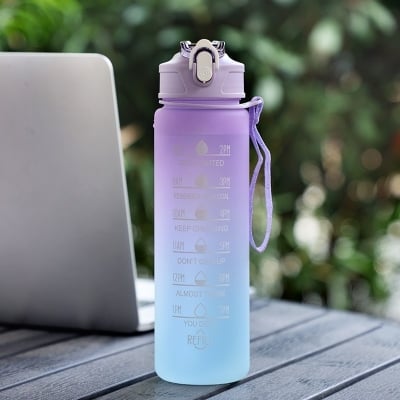 Picture of 800ml Cute Water Bottle Frosted Cartoon Portable Motivational Water Cup With Plastic Straw Outdoor Sports Camping Drinking ToolsBasketball