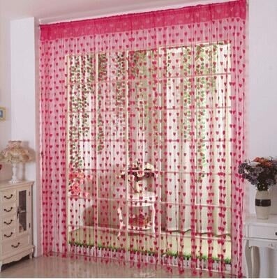 Picture of New And Good Quality Pink colour Love Heart Shaped Net Curtain/Porda