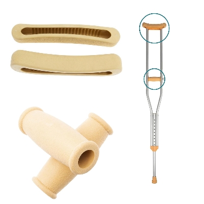 Picture of Crutch Accessory Kit 2pcs Crutch Soft Pad 2pcs Handle Grip 2pcs Grip Core Under arm Crutch Replacement Part Pad YELLOW - Yellow